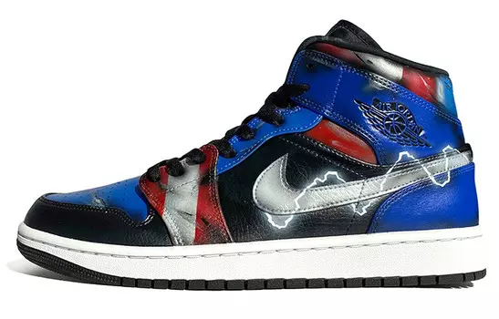 Кроссовки Air Jordan 1 Vintage Basketball Shoes Men High-Top Black Blue
