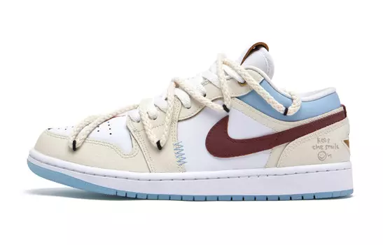 Кроссовки Air Jordan 1 Vintage Basketball Shoes Men Low-Top White