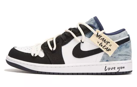 Кроссовки Air Jordan 1 Vintage Basketball Shoes Men Low-Top Black