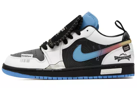 Кроссовки Air JORDAN 1 Vintage Basketball Shoes Men Low-Top Black White Blue