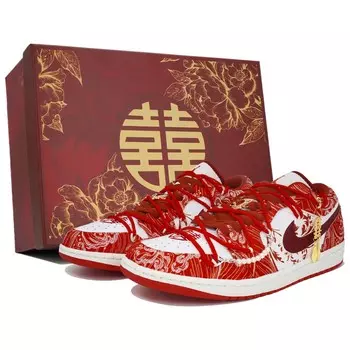 Кроссовки Air Jordan 1 Vintage Basketball Shoes Women's Low-top Gold, красный