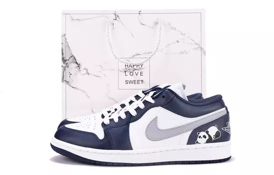 Кроссовки Air Jordan 1 Vintage Basketball Shoes Women's Low-top White, синий