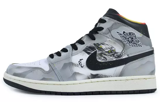 Кроссовки Air Jordan 1 Vintage Basketball Shoes Men Mid-top Black/white/gray, серый