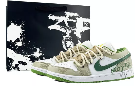 Кроссовки Air Jordan 1 Vintage Basketball Shoes Men Low-top Green/White, зеленый