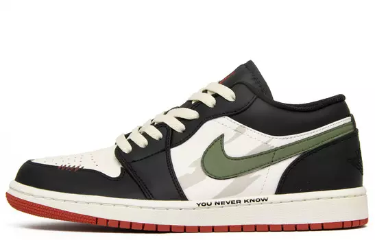 Кроссовки Air Jordan 1 Vintage Basketball Shoes Men Low-top Black/white/green, черный