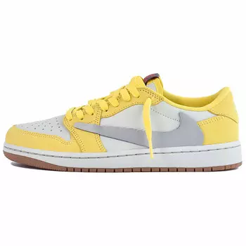 Кроссовки Air Jordan 1 Vintage Basketball Shoes Women's Low-top Yellow/silver, цвет Lemon