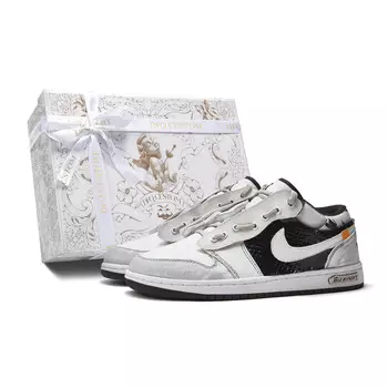 Кроссовки Air Jordan 1 Vintage Basketball Shoes Women's Low-top White/black, белый/черный