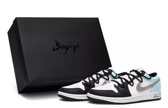 Кроссовки Air Jordan 1 Vintage Basketball Shoes Women's Low-top Cyan, черный/белый/синий