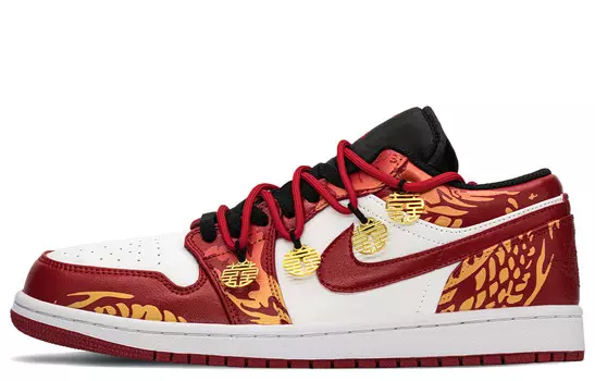Кроссовки Air Jordan 1 Vintage Basketball Shoes Men Low-top Black/Red, красный/черный