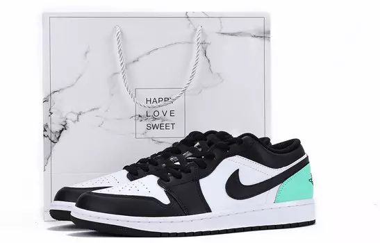 Кроссовки Air Jordan 1 Vintage Basketball Shoes Men Low-top Black/Green, черный/зеленый