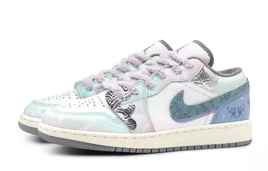 Кроссовки Air Jordan 1 Vintage Basketball Shoes Women's Low-top Turquoise, бирюзовый
