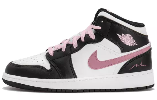 Кроссовки Air Jordan 1 Vintage Basketball Shoes Women's High-top Black/white/pink, розовый