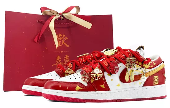 Кроссовки Air Jordan 1 Vintage Basketball Shoes Women's Low-top Red/white, красный