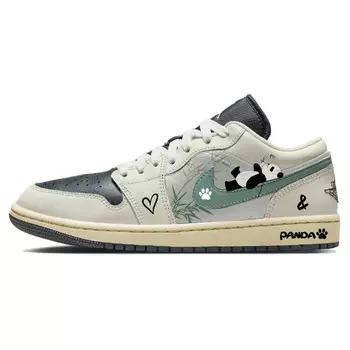 Кроссовки Air Jordan 1 Vintage Basketball Shoes Women's Low-top Black/green, черный