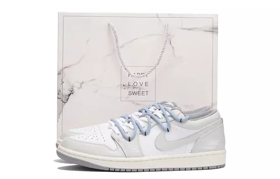 Кроссовки Air Jordan 1 Vintage Basketball Shoes Men Low-top White, светло-серый