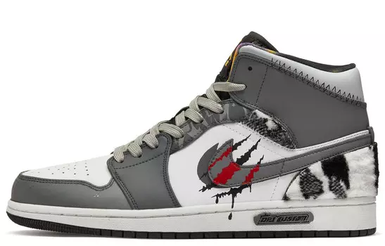 Кроссовки Air Jordan 1 Vintage Basketball Shoes Men High-top Grey/white, темно-серый