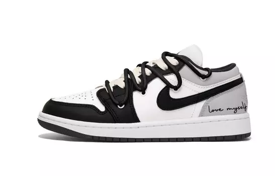 Кроссовки Air Jordan 1 Vintage Basketball Shoes Women's Low-top Black/Gray, черный/серый
