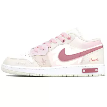 Кроссовки Air JORDAN 1 Vintage Basketball Shoes Women's Low-Top White Pink