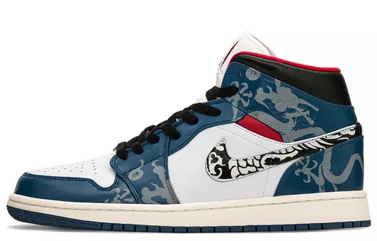 Кроссовки Air Jordan 1 Vintage Basketball Shoes Unisex High-top Black/Blue, синий/черный