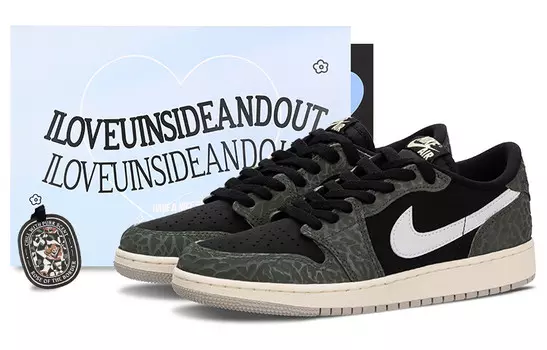 Кроссовки Air Jordan 1 Vintage Basketball Shoes Women's Low-top Black/white/green, зеленый