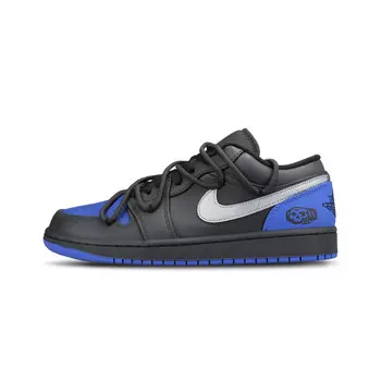 Кроссовки Air Jordan 1 Vintage Basketball Shoes Men Low-top Black Silver Blue, черный/серебряный/синий