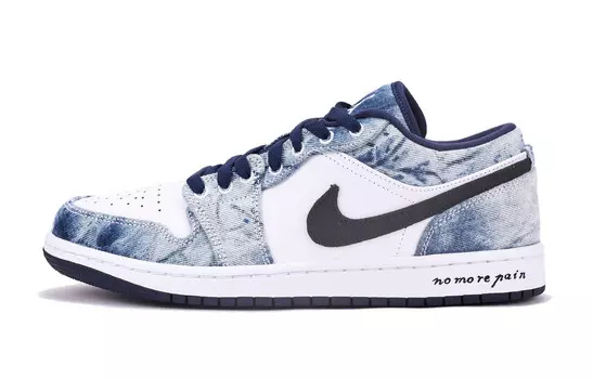 Кроссовки Air Jordan 1 Vintage Basketball Shoes Men Low-top White/Blue, голубой