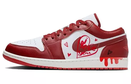 Кроссовки Air Jordan 1 Vintage Basketball Shoes Men Low-top White/red, красный