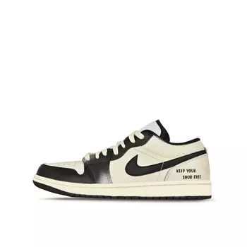 Кроссовки Air Jordan 1 Vintage Basketball Shoes Men Low-top Beige/Black, бежевый/черный