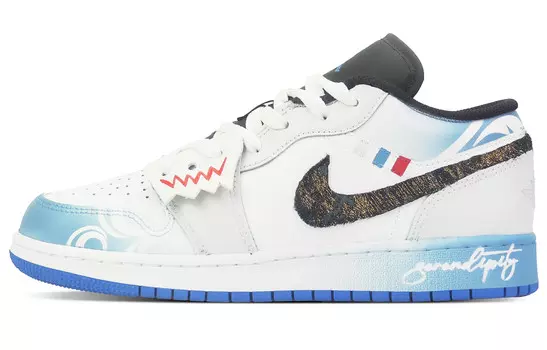 Кроссовки Air Jordan 1 Vintage Basketball Shoes Women's Low-top Blue/white, голубой