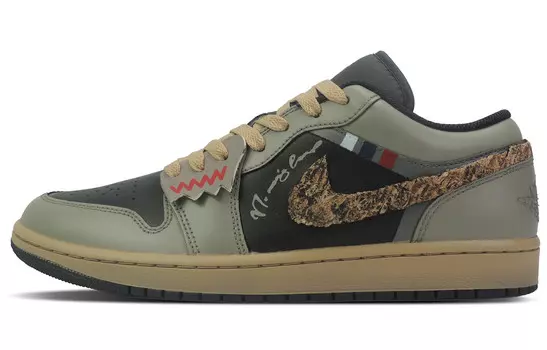 Кроссовки Air Jordan 1 Vintage Basketball Shoes Men Low-top Green, зеленый