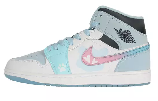 Кроссовки Air Jordan 1 Vintage Basketball Shoes Men Mid-top Blue/white, синий