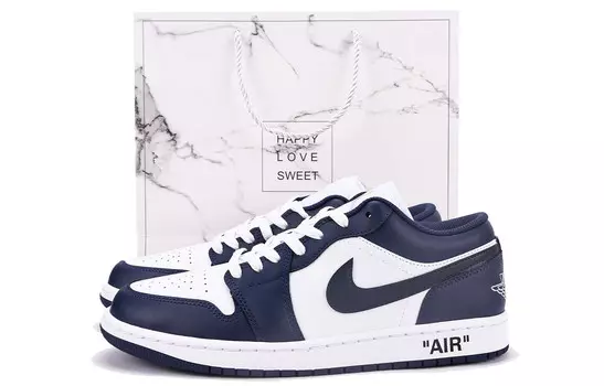 Кроссовки Air Jordan 1 Vintage Basketball Shoes Men Low-top White/blue, синий