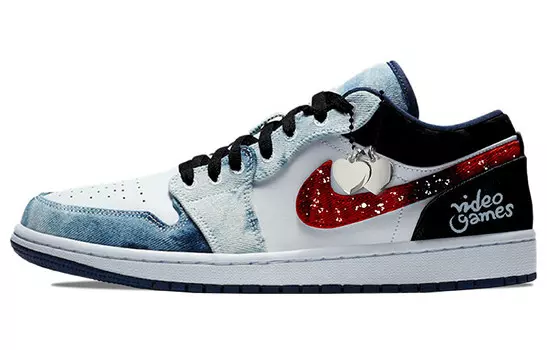 Кроссовки Air Jordan 1 Vintage Basketball Shoes Men Low-top Blue/Red, голубой