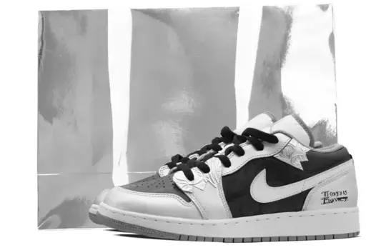 Кроссовки Air Jordan 1 Vintage Basketball Shoes Unisex Low-top Black, черный/серебряный