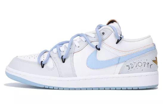 Кроссовки Air Jordan 1 Vintage Basketball Shoes Men Low-top Gray/Blue, серый/синий