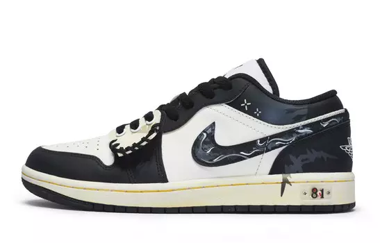 Кроссовки Air Jordan 1 Vintage Basketball Shoes Unisex Low-top White/black, черный/белый