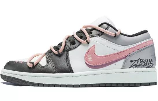 Кроссовки Air Jordan 1 Vintage Basketball Shoes Men Low-top Gray, розовый