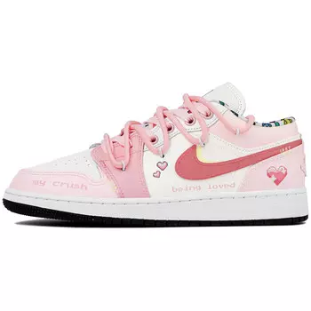 Кроссовки Air Jordan 1 Vintage Basketball Shoes Women's Low-top White/pink, белый