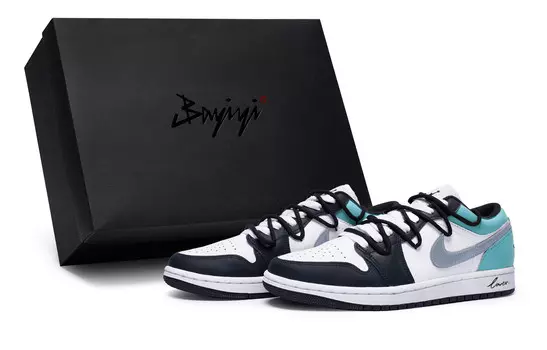Кроссовки Air Jordan 1 Vintage Basketball Shoes Men Low-top University Blue/Black/White, синий