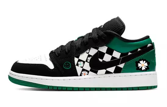 Кроссовки Air Jordan 1 Vintage Basketball Shoes Women's Low-top Green/black, зеленый