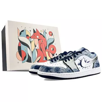 Кроссовки Air Jordan 1 Vintage Basketball Shoes Men Low-top White, синий