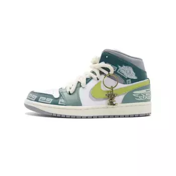 Кроссовки Air Jordan 1 Vintage Basketball Shoes Men High-top White/Bronze Green, цвет Jasper
