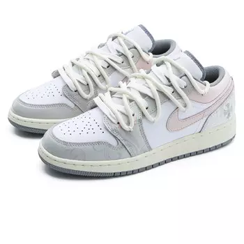 Кроссовки Air Jordan 1 Vintage Basketball Shoes Women's Low-top Heather Gray/Dusty Pink, серый/розовый