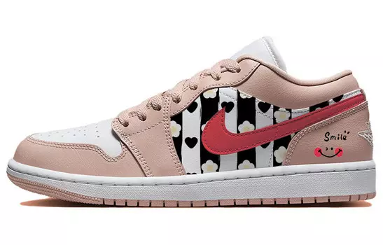 Кроссовки Air Jordan 1 Vintage Basketball Shoes Unisex Low-top White/pink, розовый