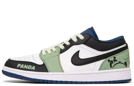 Кроссовки Air Jordan 1 Vintage Basketball Shoes Men Low-top Black/white/green, черный