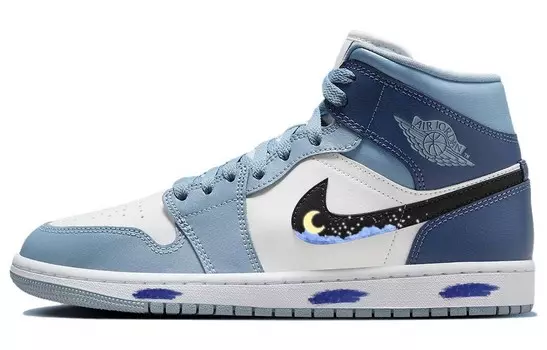 Кроссовки Air Jordan 1 Vintage Basketball Shoes Women's Mid-top Blue/white, синий