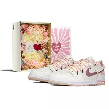 Кроссовки Air Jordan 1 Vintage Basketball Shoes Unisex Low-top Beige/Pink, белый/фиолетовый