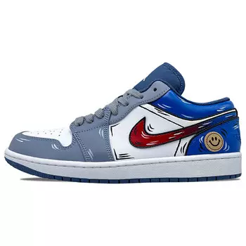 Кроссовки Air Jordan 1 Vintage Basketball Shoes Men Low-top Blue/Red, синий