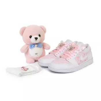 Кроссовки Air Jordan 1 Vintage Basketball Shoes Women's Low-top Pink, белый