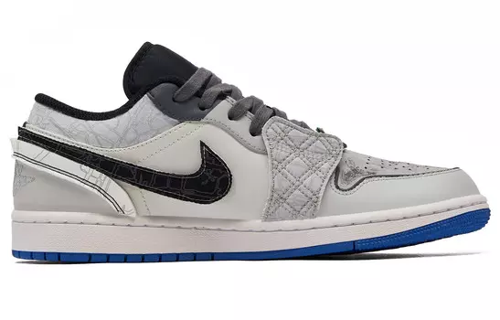 Кроссовки Air Jordan 1 Vintage Basketball Shoes Men Low-top Blue/Gray, синий